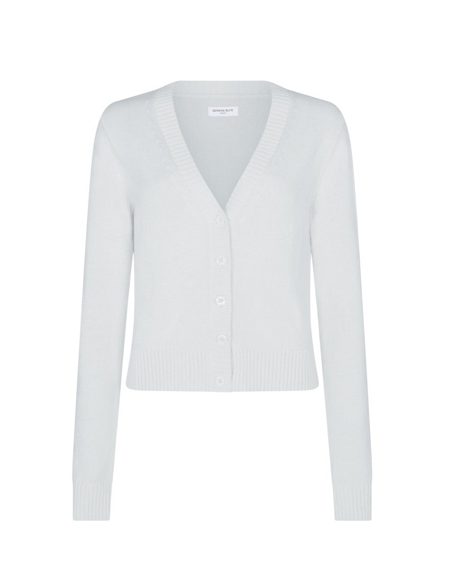 Serena Bute V-Neck Semi Cropped Cardigan - Crystalline Grey