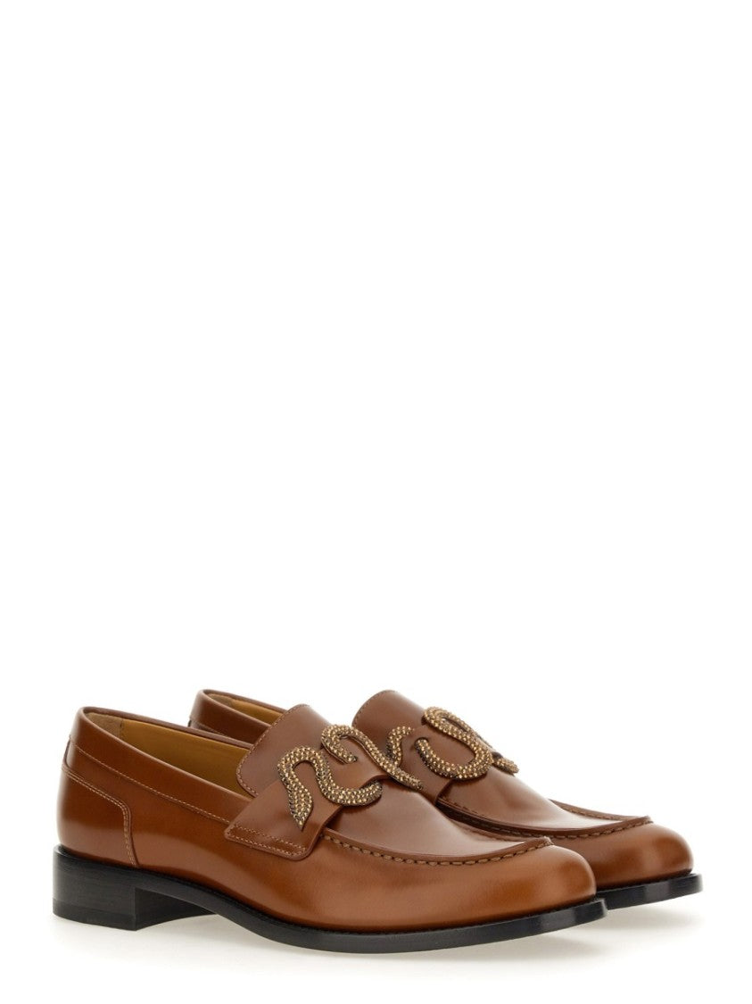 René Caovilla Brown Leather Loafers