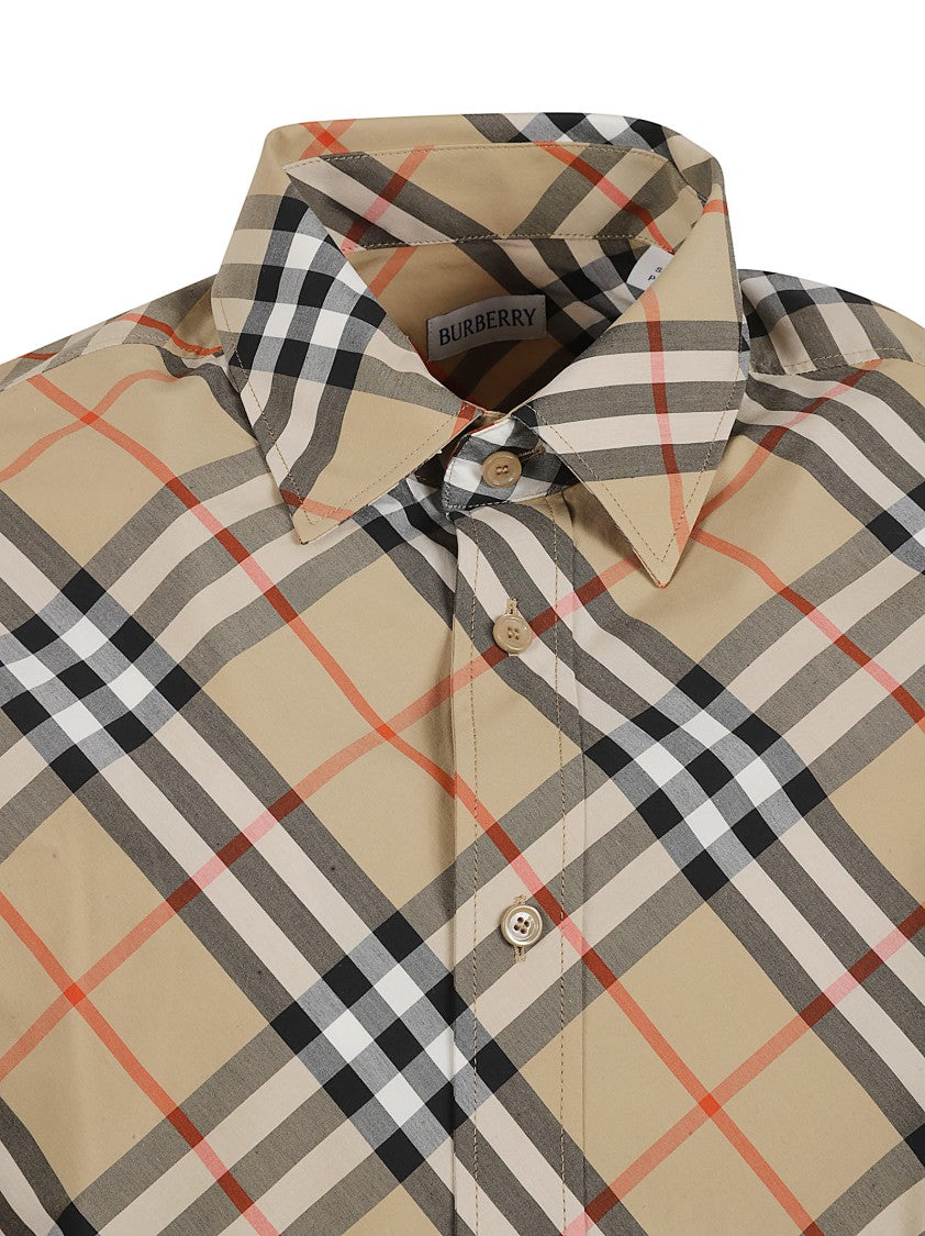 Burberry Plaid Button-Down Shirt With Long Sleeves