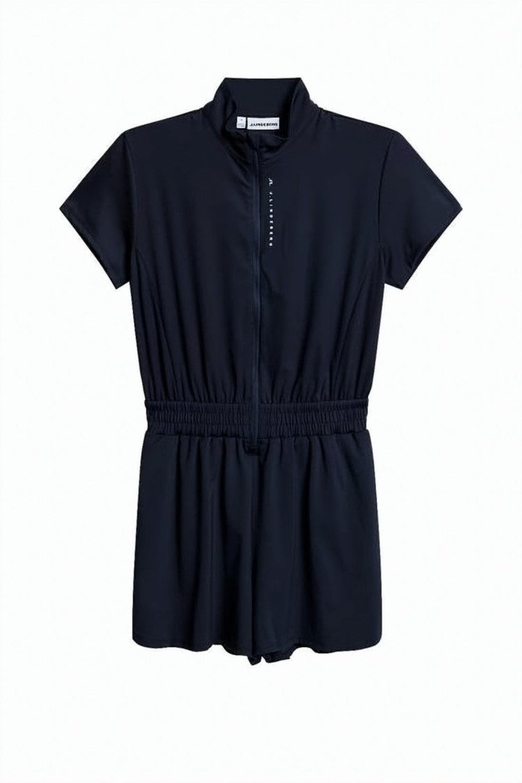 J Lindeberg Short-Sleeved High Collar Top With Front Zip