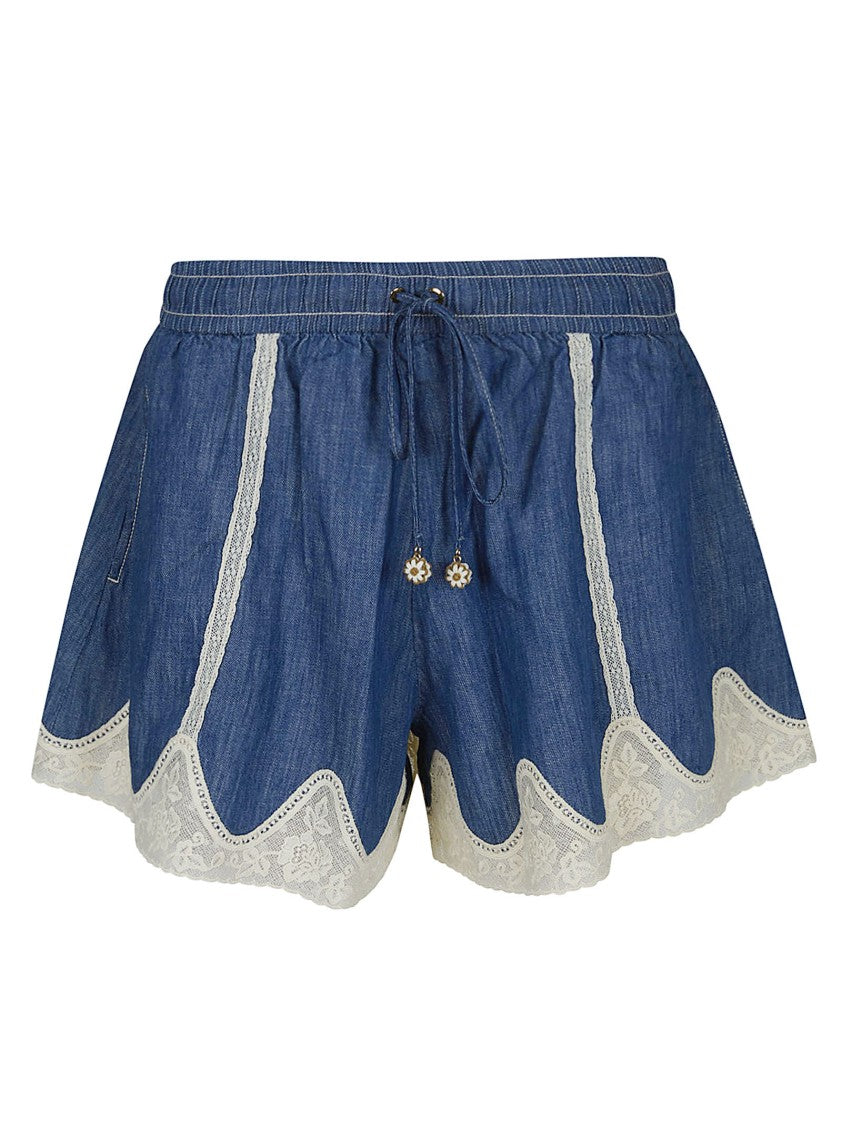 Zimmermann Denim Shorts With Lace Details