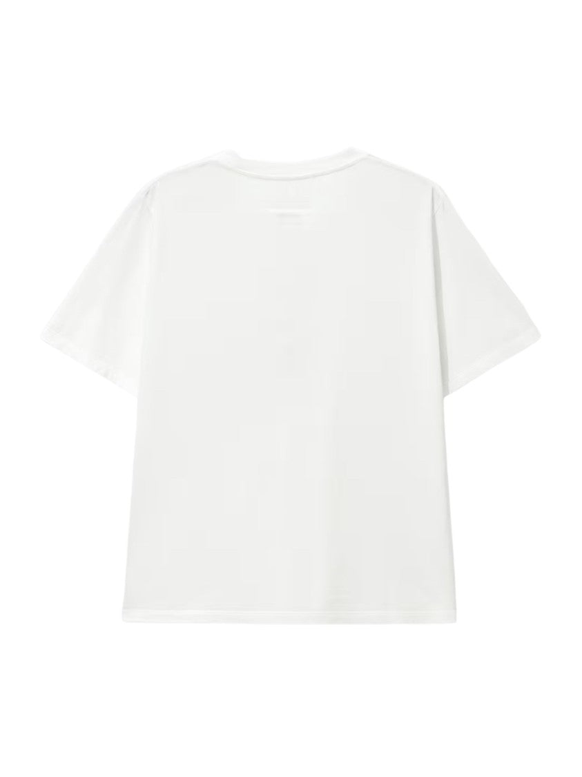 Mm6 By Maison Margiela White Front Logo Cotton T-Shirt
