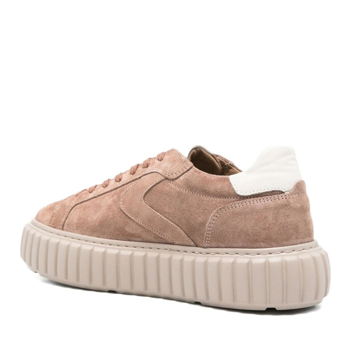 Sergio Moretti Beige Wave Stitch Detailing Suede Flat Sneakers