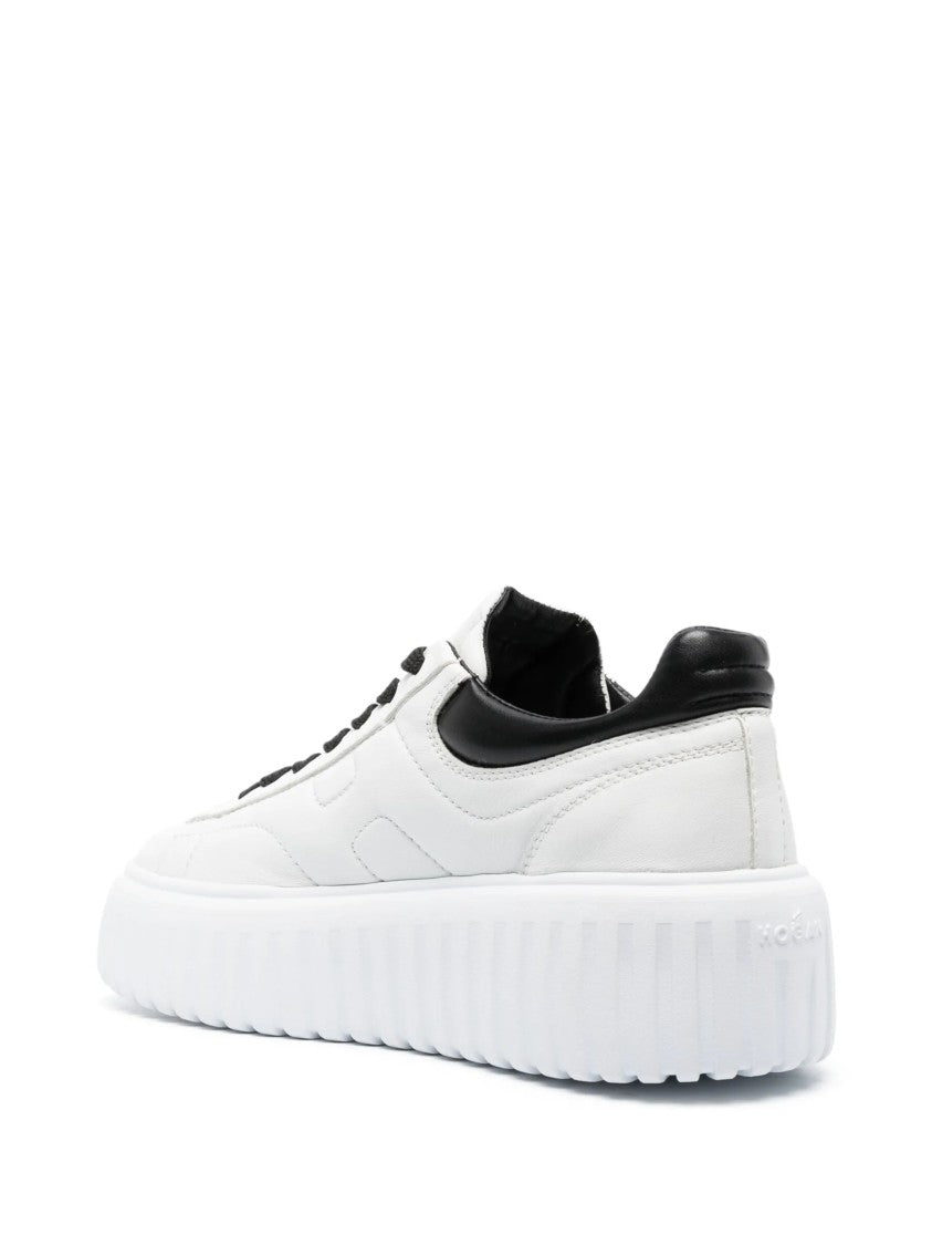 Hogan Black Contemporary Nappa Leather Ridged Sneakers