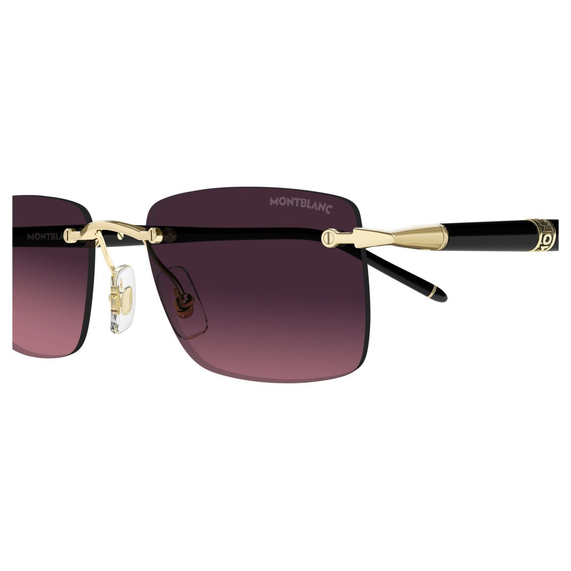 Montblanc Rectangular Rimless Sunglasses With Gradient Purple Lenses
