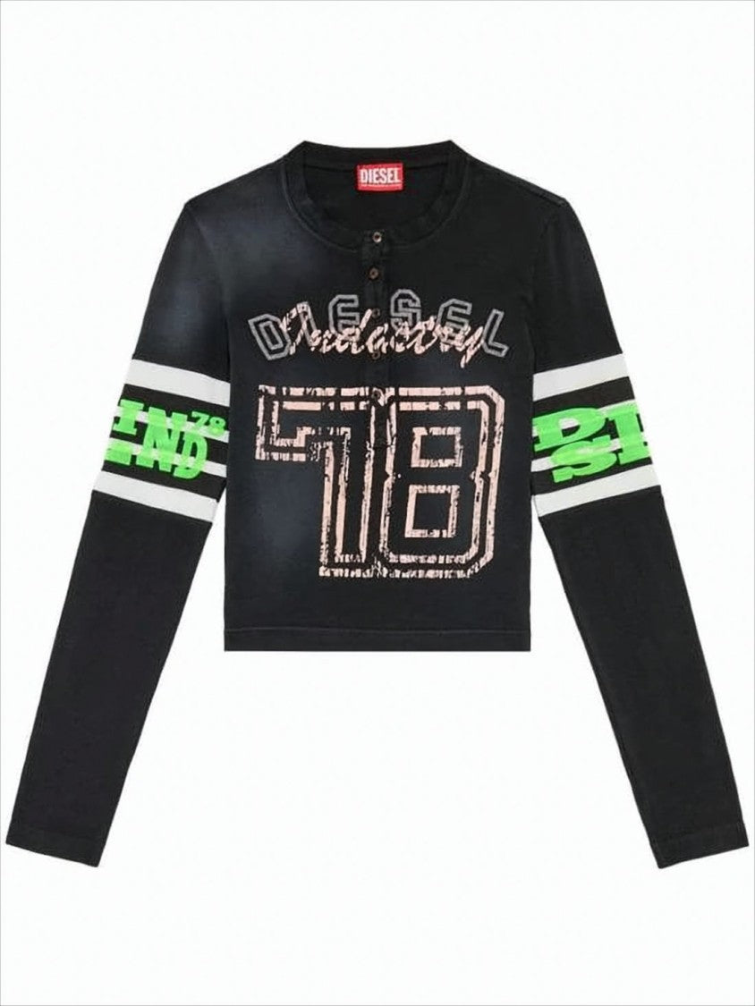 Diesel Fitted Long-Sleeve Crop Top