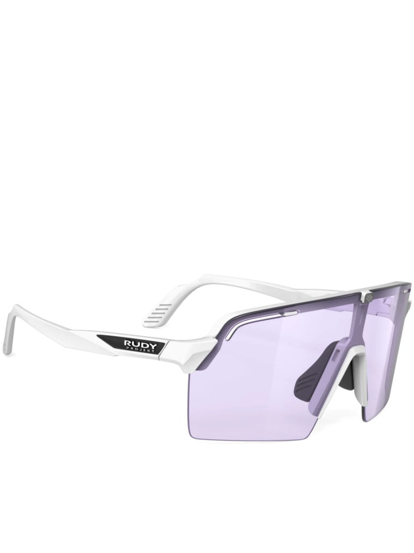 Rudy Project Sporty Angular White Sunglasses With Purple-Tinted Lens