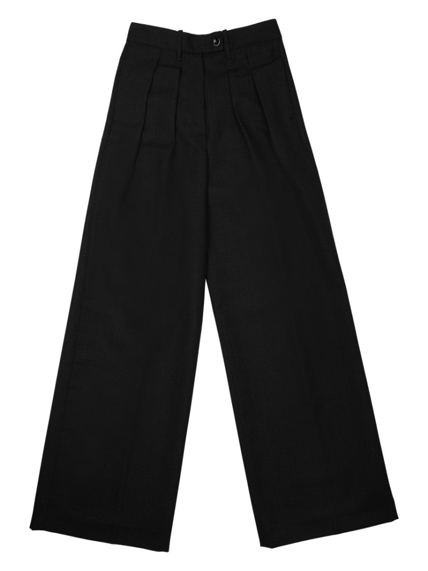 Nine In The Morning Neutrals Sandra Pleated Wool Wide-Leg Pants