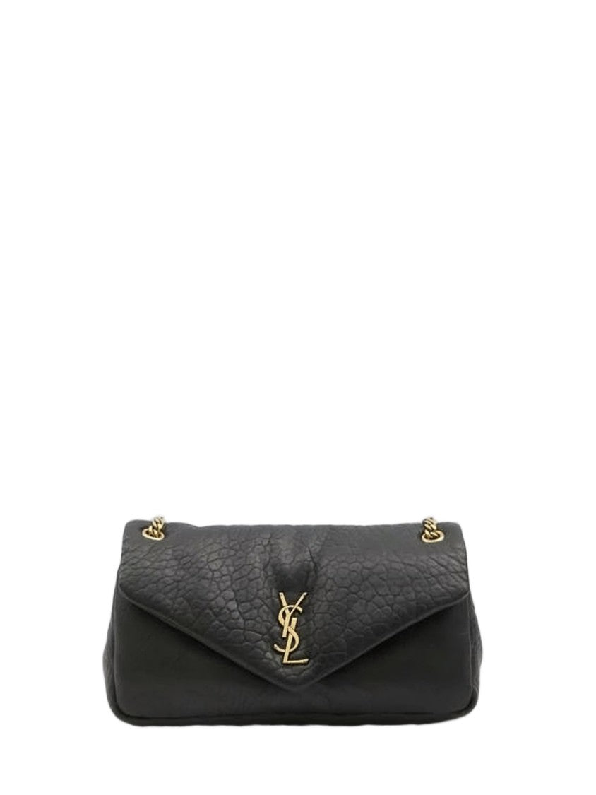 Saint Laurent Textured Lambskin Shoulder Bag With Flap Closure