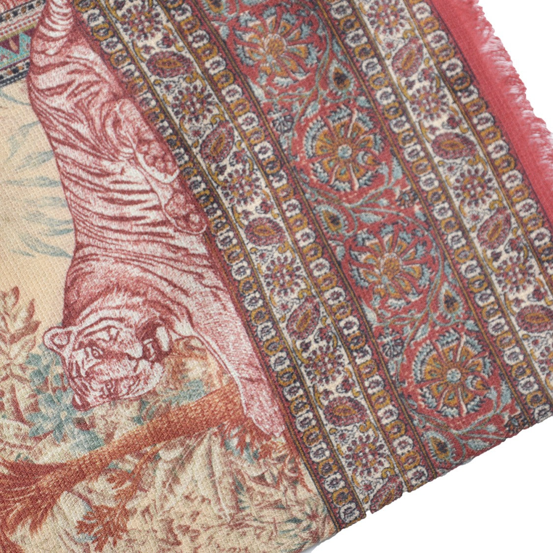 Etro Red Patterned Wool And Silk Scarf