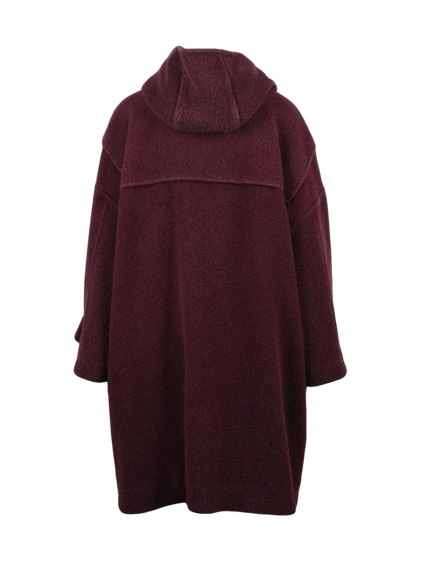 Circolo 1901 Deep Red Virgin Wool-Blend Montgomery Coat