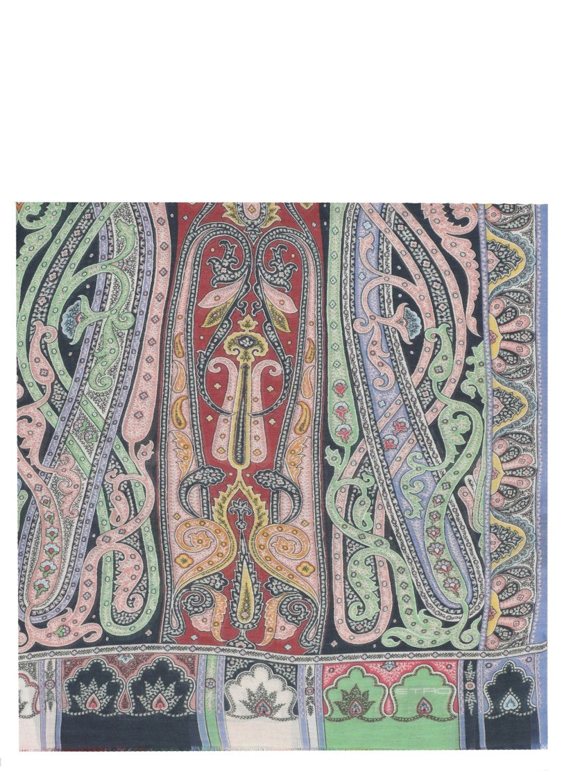 Etro Rectangular Paisley Print Scarf With Intricate Motifs