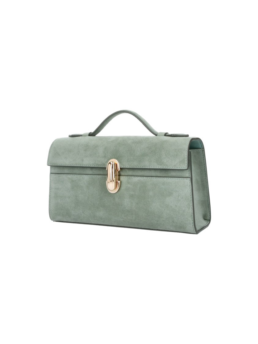 Savette Green Suede Symmetry Clutch