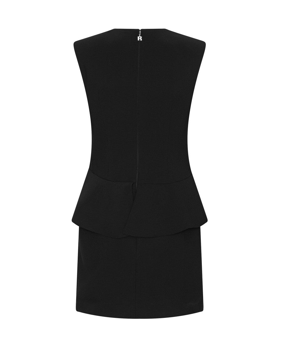 Rotate Sculptural Mini Dress With Ruffle Detail And Rose Embellishment