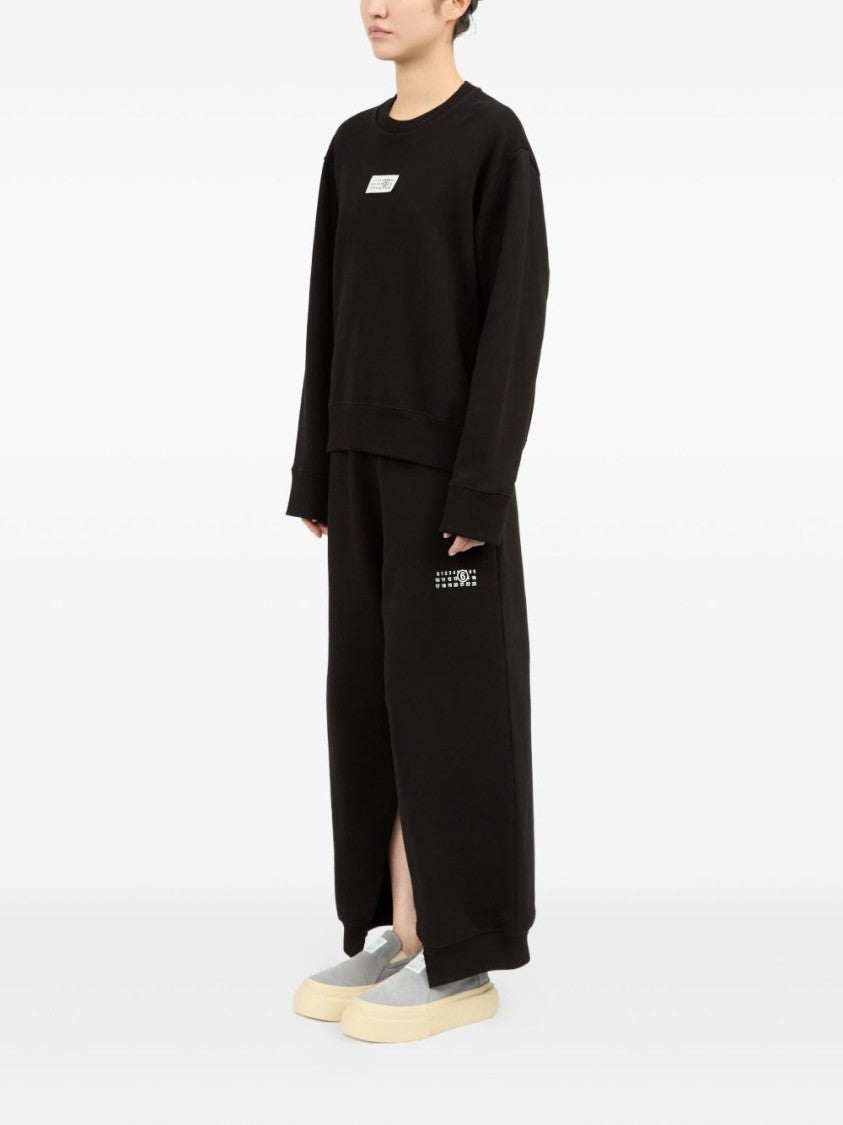 Mm6 By Maison Margiela Relaxed-Fit Black Sweatshirt With Ribbed Hem