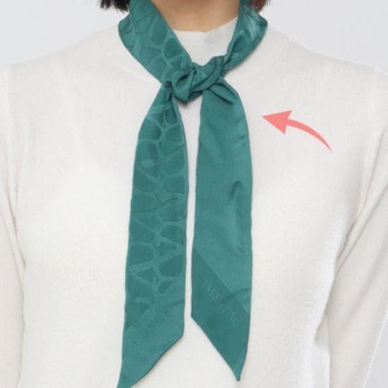 Valentino Garavani Silk Scarf With Embossed Pattern And Pointed Ends