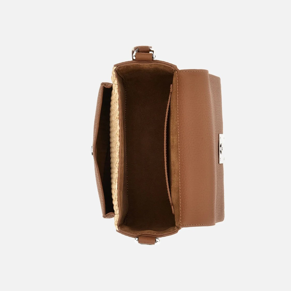 Hogan Beige Brown H01x Flap Bag Raffia Shoulder Bag