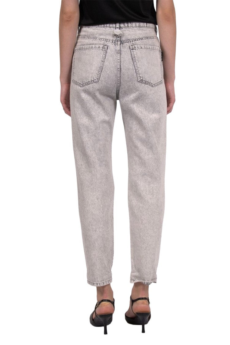 Philipp Plein Grey Crystal Embellished Distressed Cotton Jeans