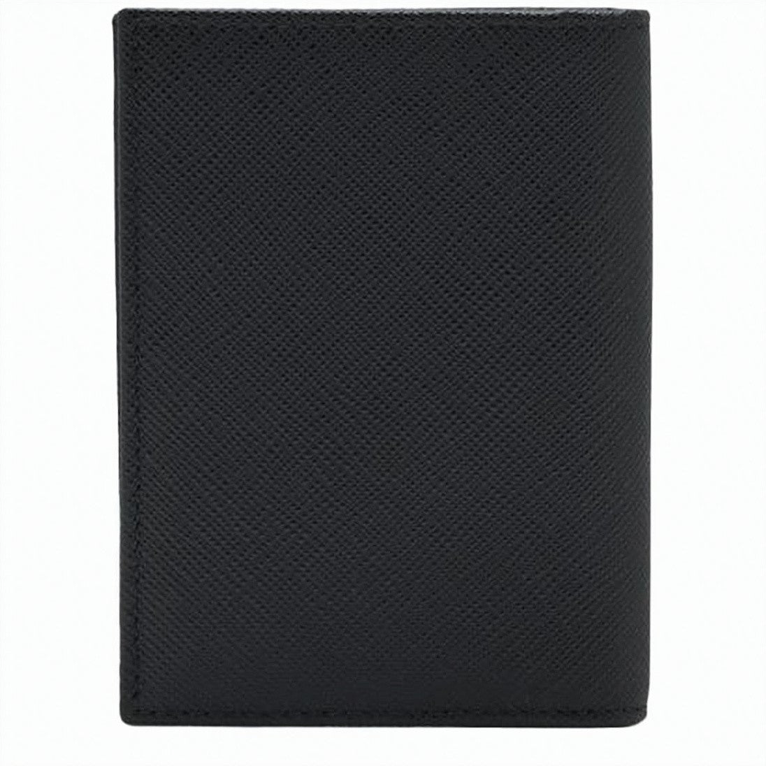 Prada Textured Black Cowhide Leather Cardholder With Triangular Logo