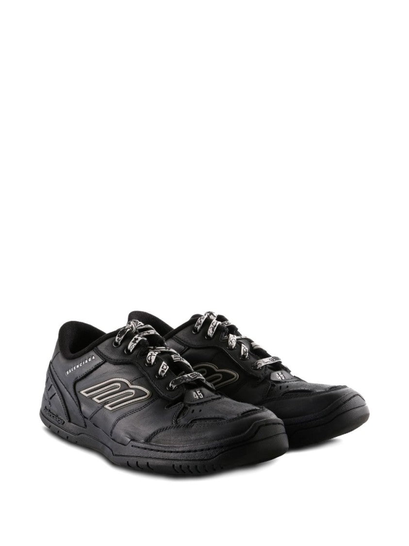 Balenciaga Black Hamptons Worn-Out Cowskin Polyester Sneakers
