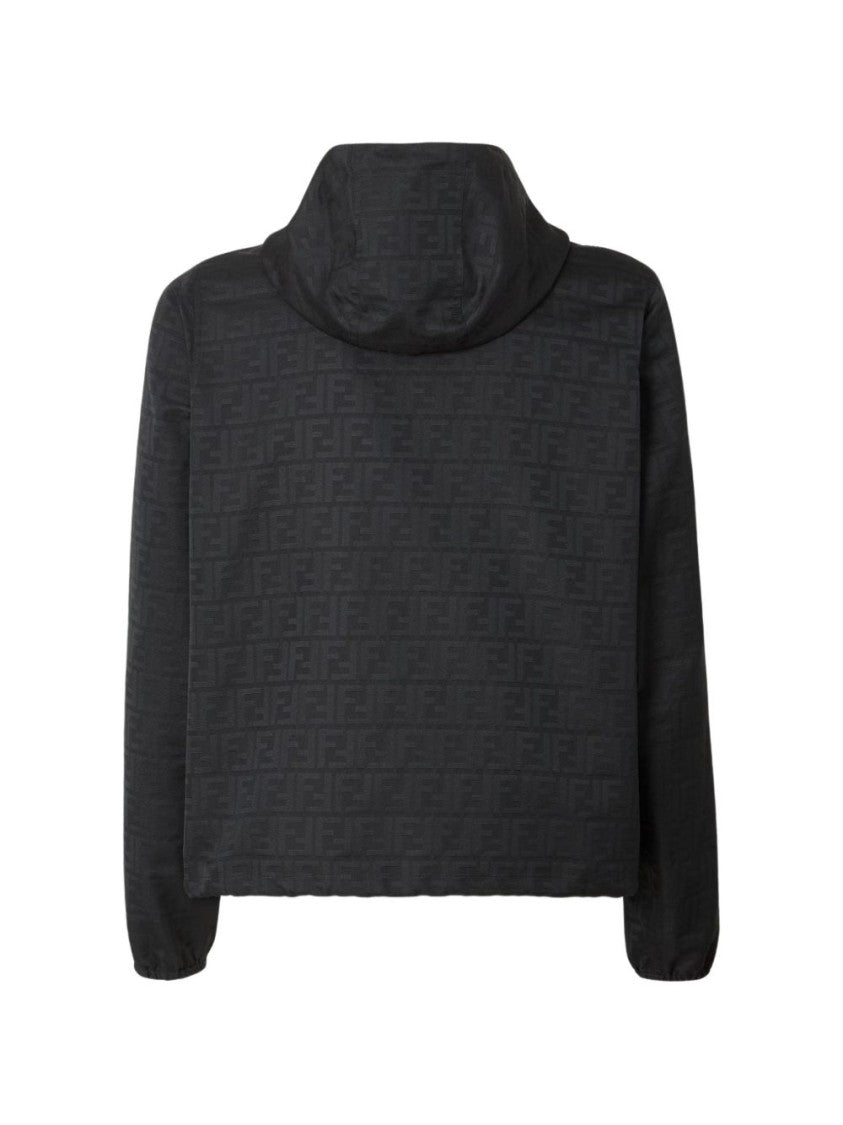 Fendi Embossed Hooded Zip-Up Jacket