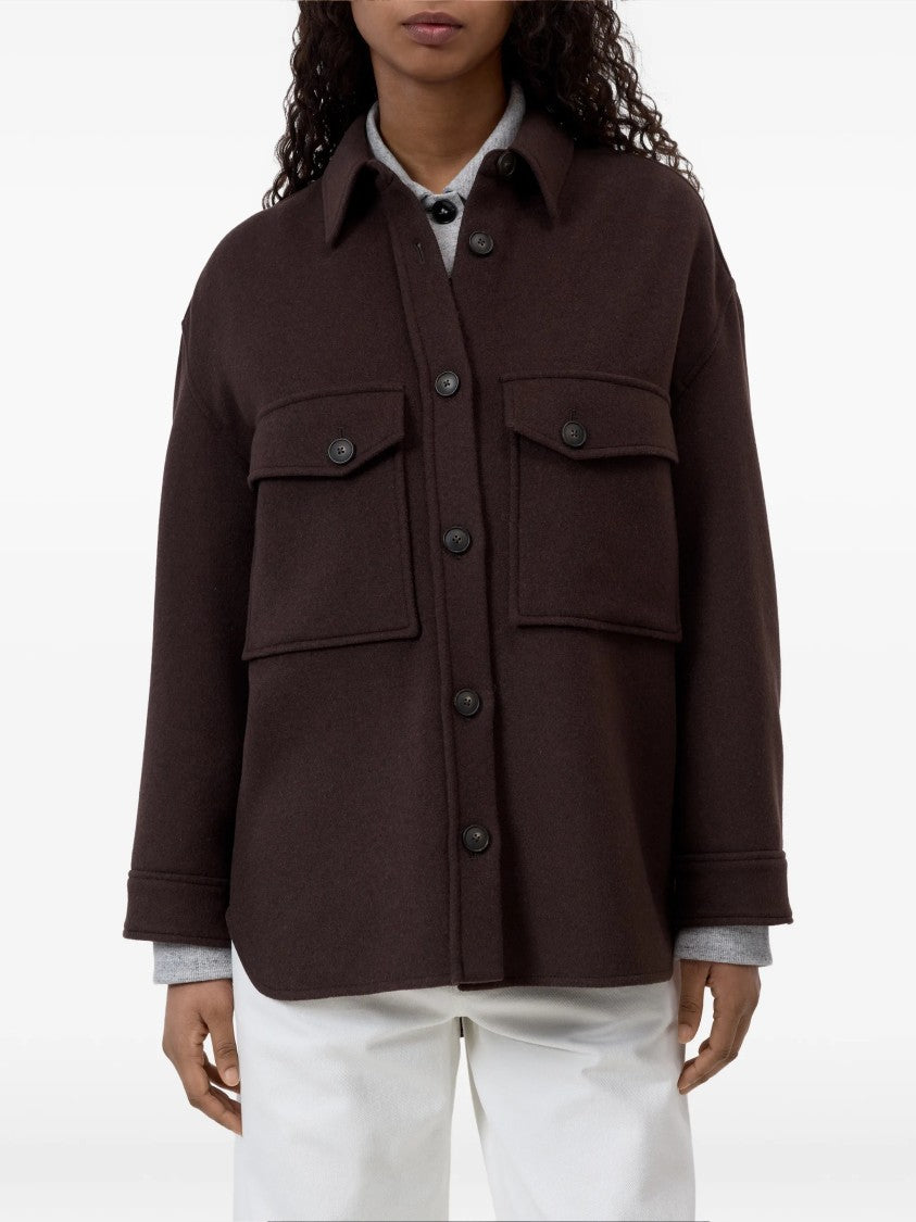 Closed Brown Boxy Collar Cotton-Blend Jacket