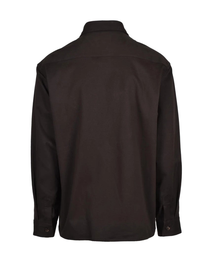 Dressism. Brown Heavy Canvas Stretch Cotton Oversized Shirt