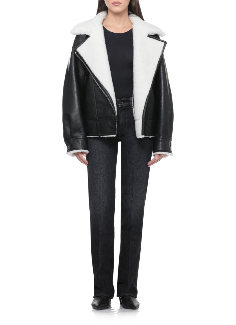 Stand Studio Pica Jacket With Faux Fur Collar And Shearling Lining