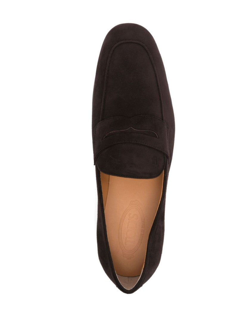 Tod's Soft Suede Brown Sneakers With Classic Loafer Design