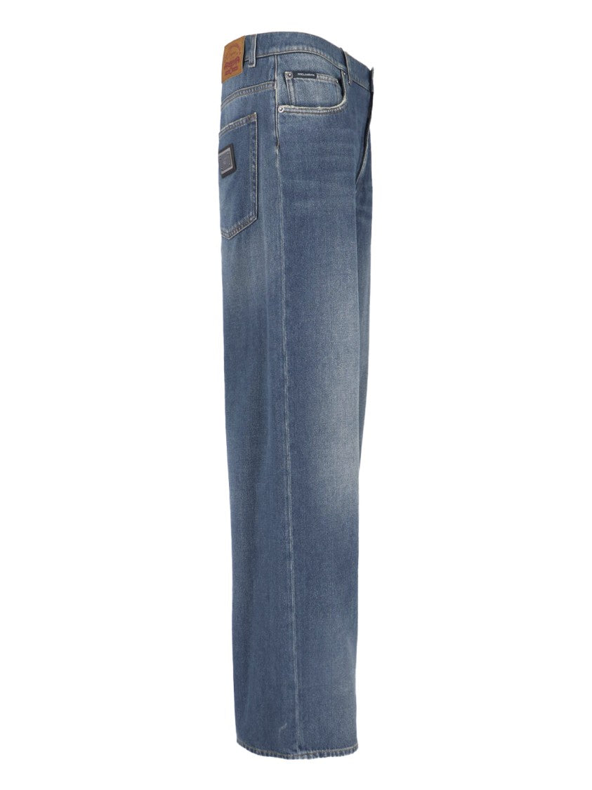 Dolce & Gabbana Blue Mid-Rise Straight-Leg Denim Jeans