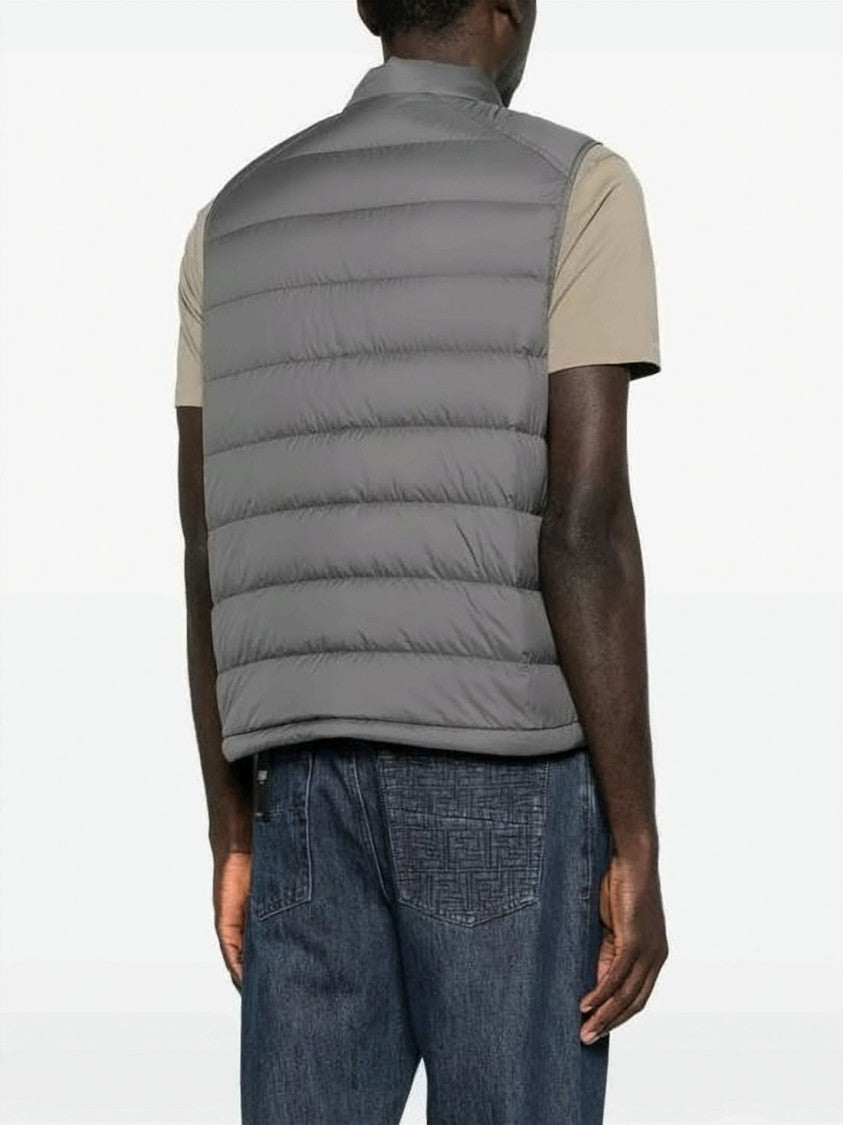Moncler Padded Grey Vest With Stand Collar