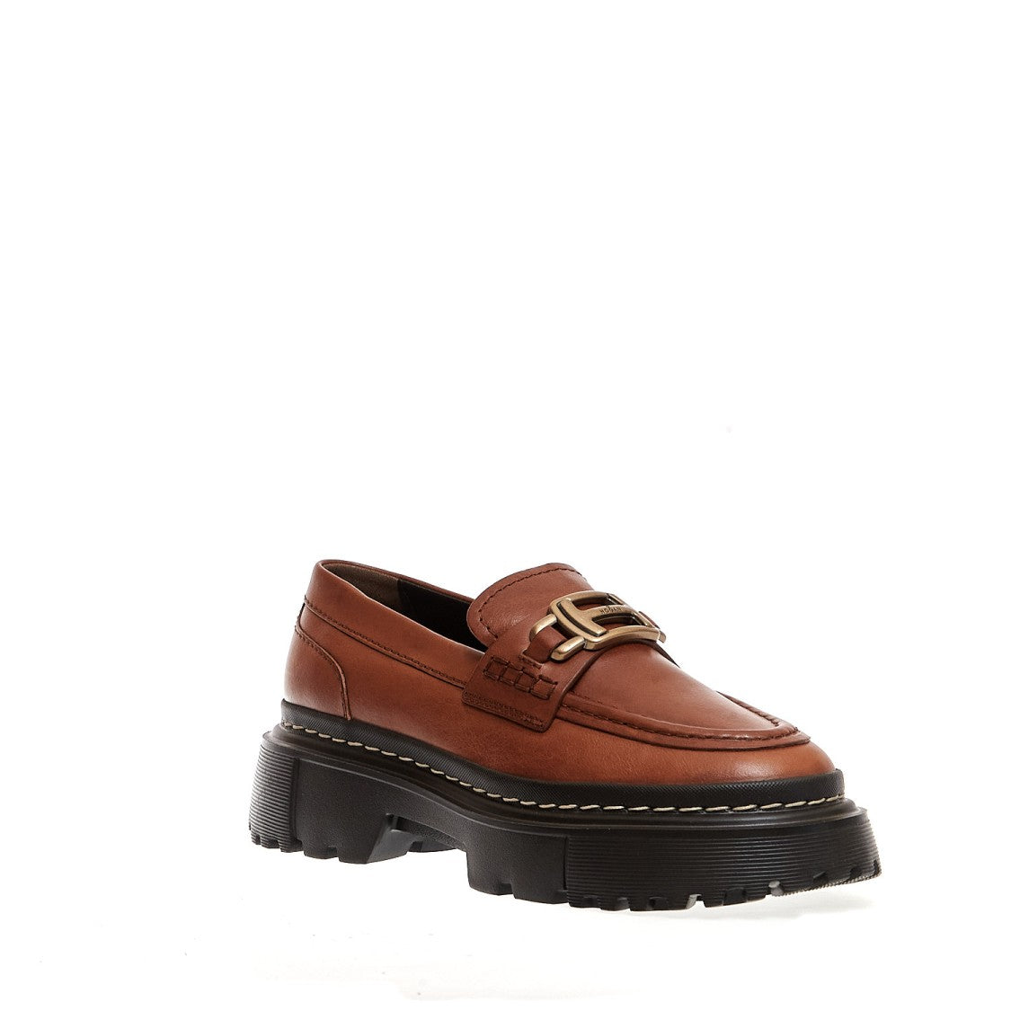 Hogan Brown Leather Tank Loafers