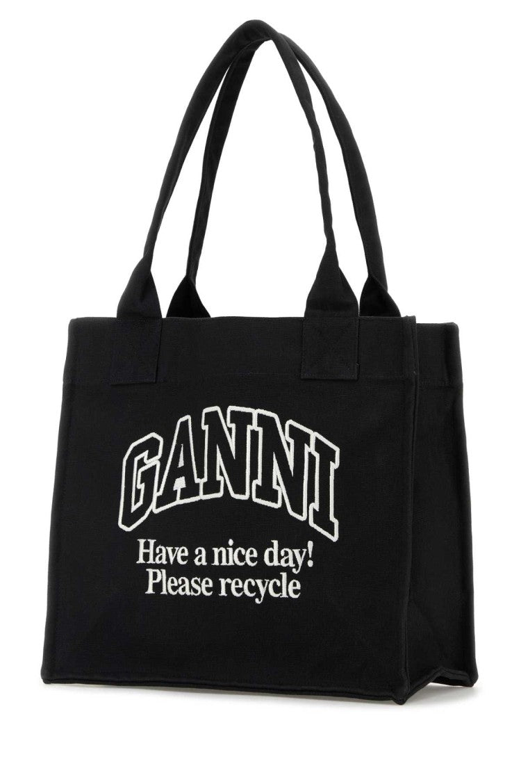 Ganni Black Canvas Shopping Bag