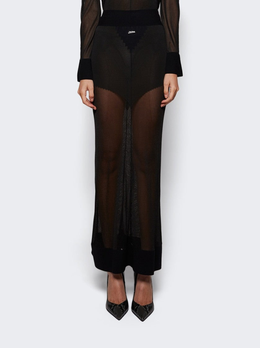 Jean Paul Gaultier Logo Knit Long Skirt Black