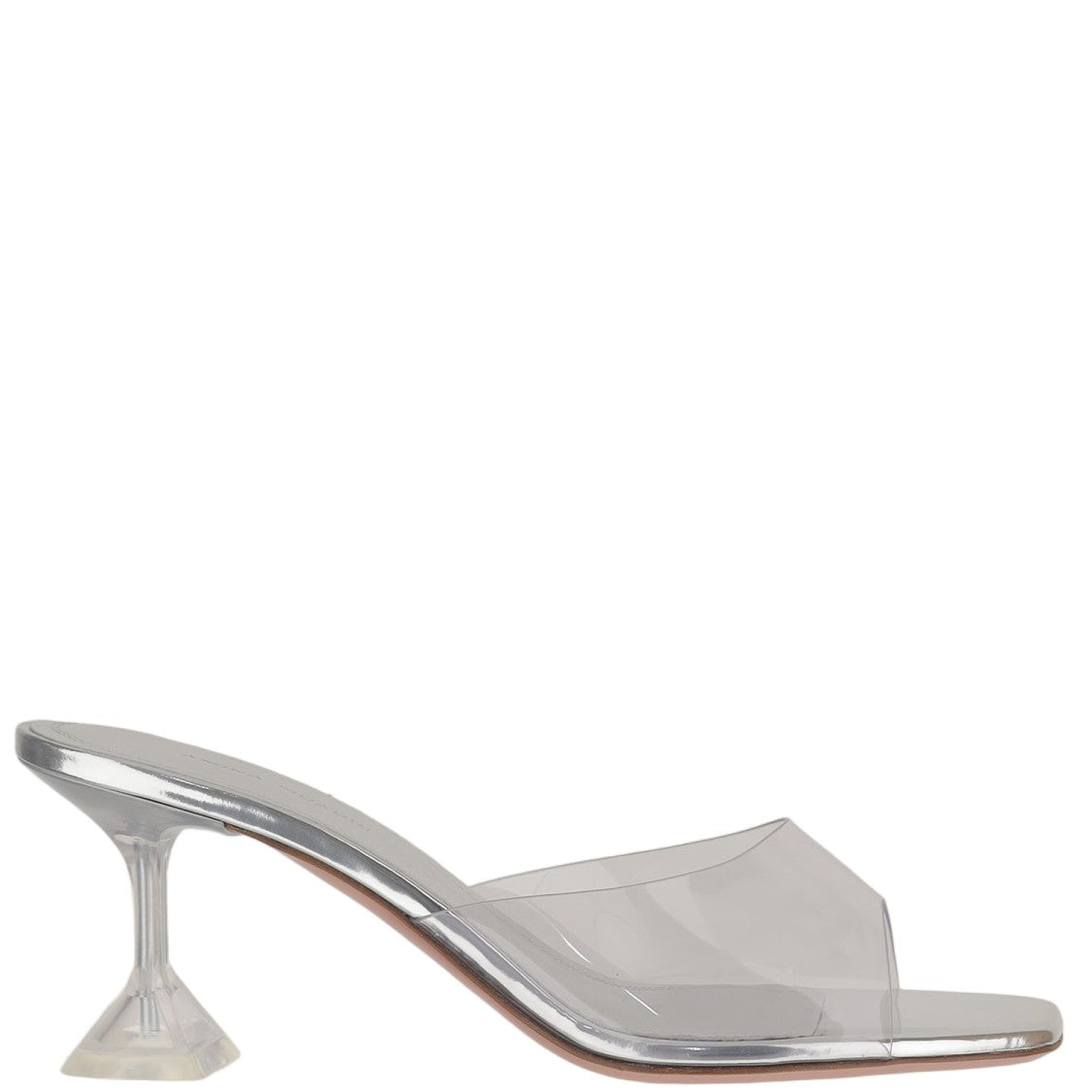 Amina Muaddi Lupita Glass Sandals With Wide Flared Heel