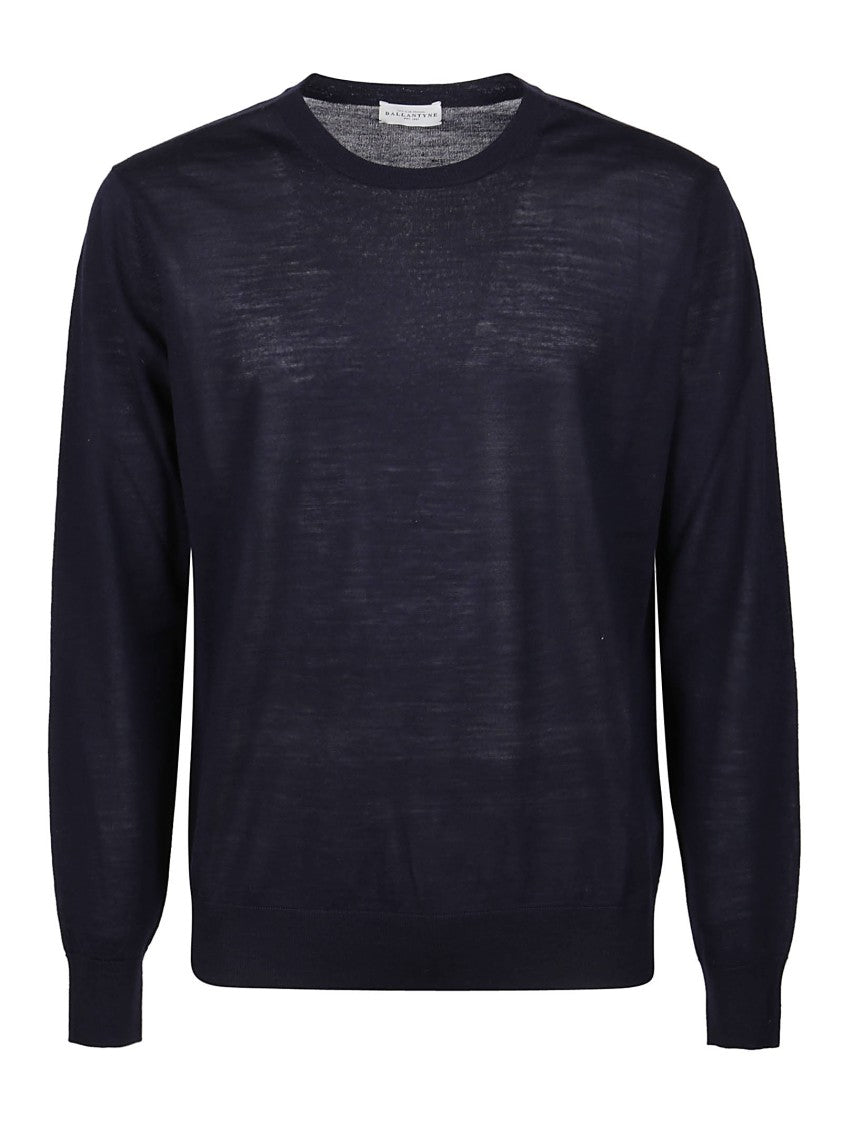 Ballantyne Plain Finely Knit Wool Sweater