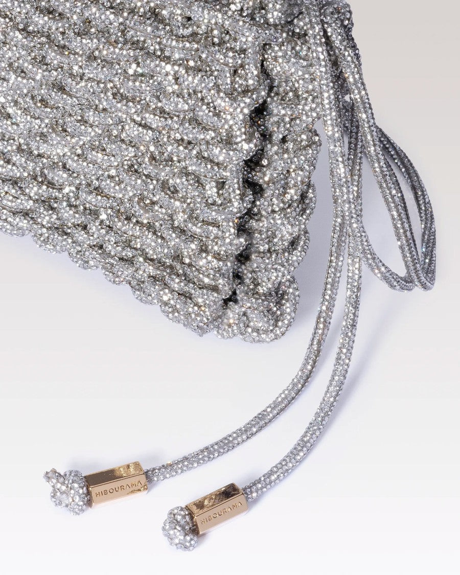 Hibourama Aurora Compact Woven Crystal Jewel Shoulder Bag