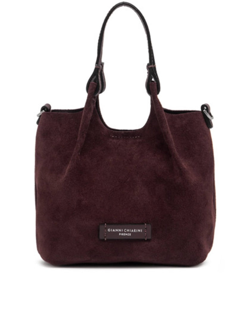 Gianni Chiarini Burgundy Suede Shoulder Bag With Versatile Handles