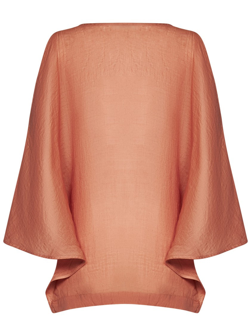 Fisico Cinnamon Ramie Kaftan-Style Top With Shoulder Cut-Outs