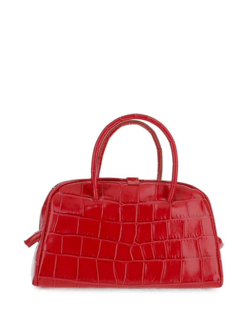 Jacquemus Glossy Crocodile-Embossed Handbag With Versatile Carrying Options