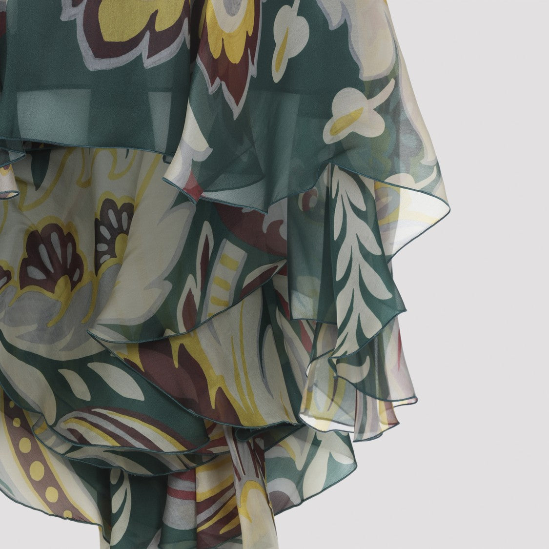 Etro Asymmetric Multicolor Silk Mini Skirt