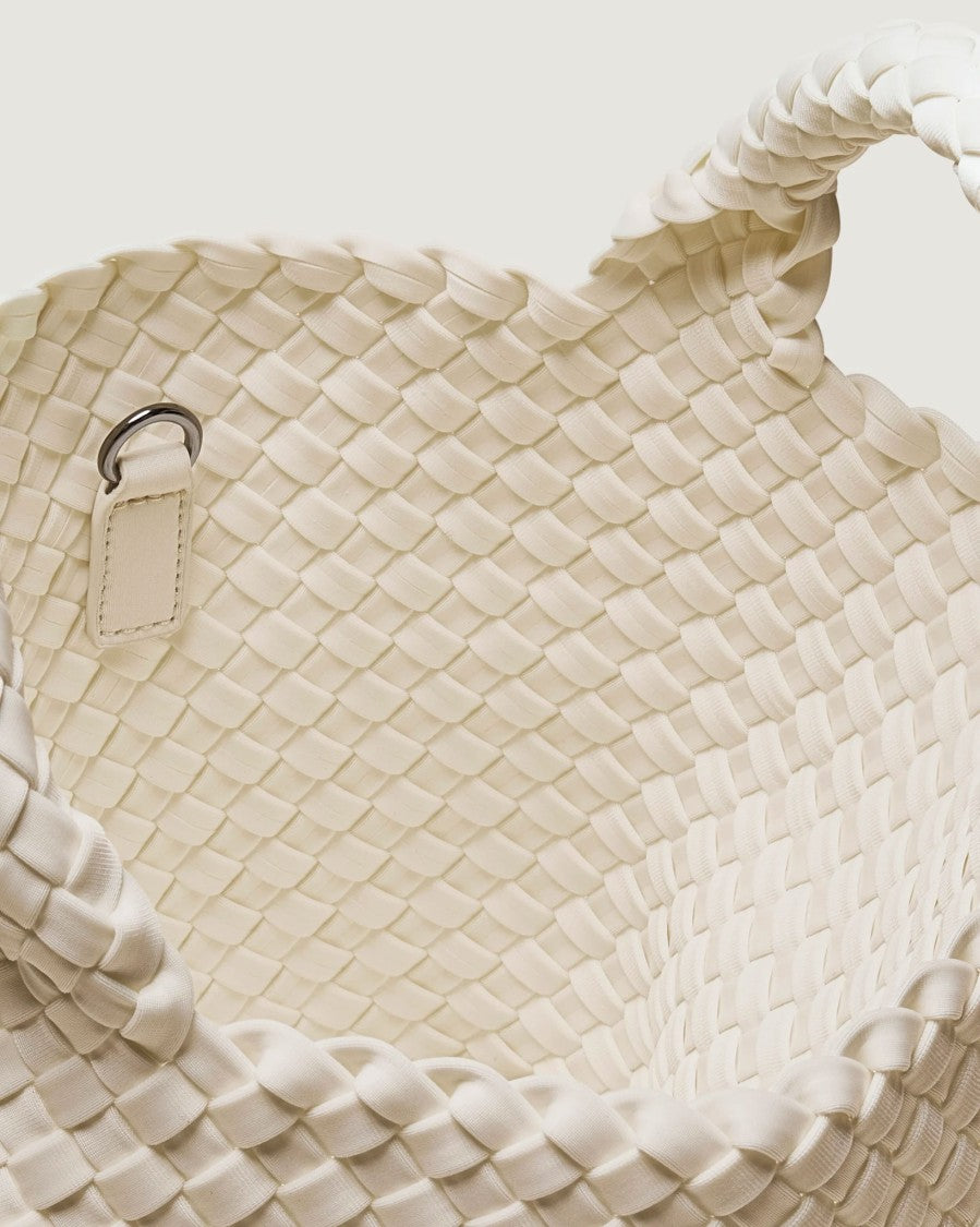 Naghedi Handwoven Neoprene St. Barths Small Tote In Bone White