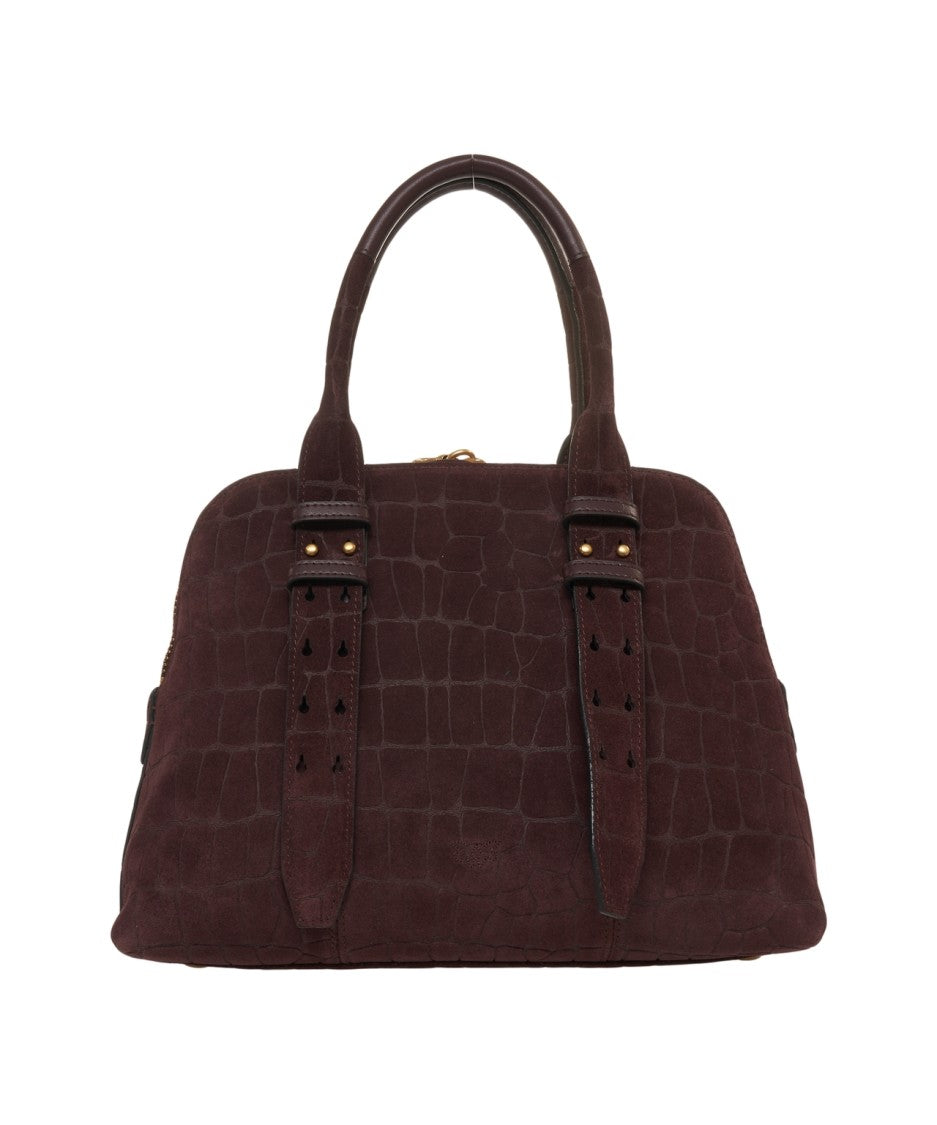 Pinko Crocodile Embossed Suede Handbag