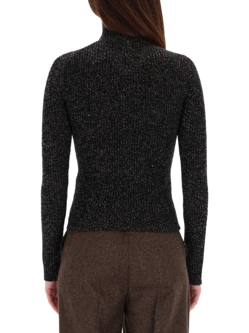 Max Mara Textured Mouliné Turtleneck Sweater With High Neckline