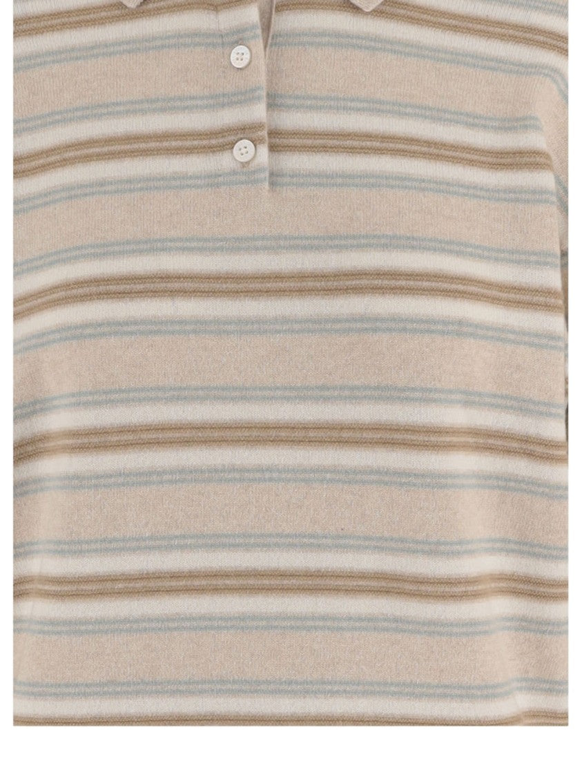 Guest In Residence Multicolor Striped Cashmere Polo Sweater