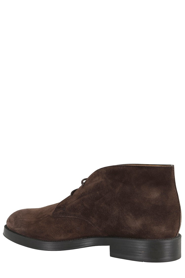 Tod's Suede Ankle Boot With Lace-Up Closure And Rubber Sole