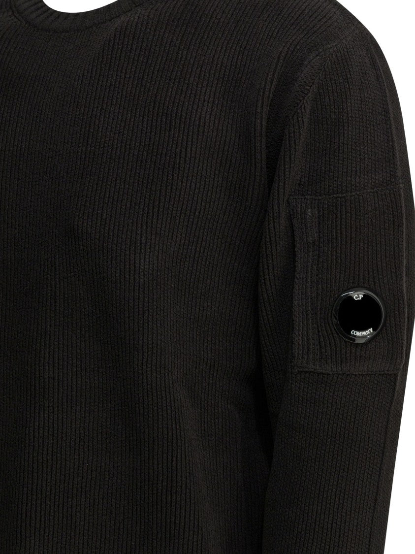 C.P. Company Ribbed Knit Sweater With Unique Lens Detail