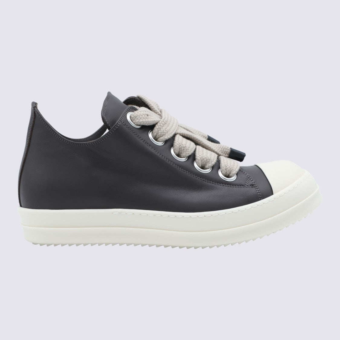 Rick Owens Black Leather Mega Laces Sneakers