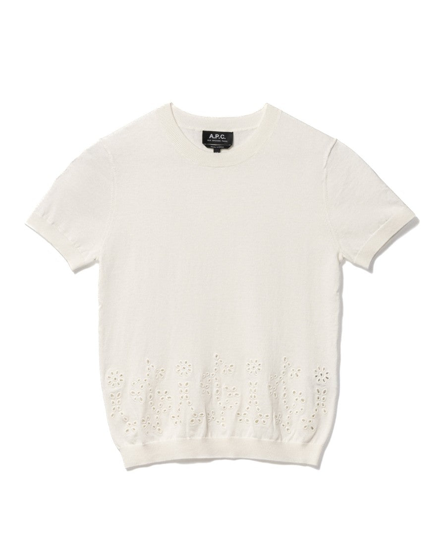 A.P.C. Embroidered Round Neck Top With Cashmere Blend