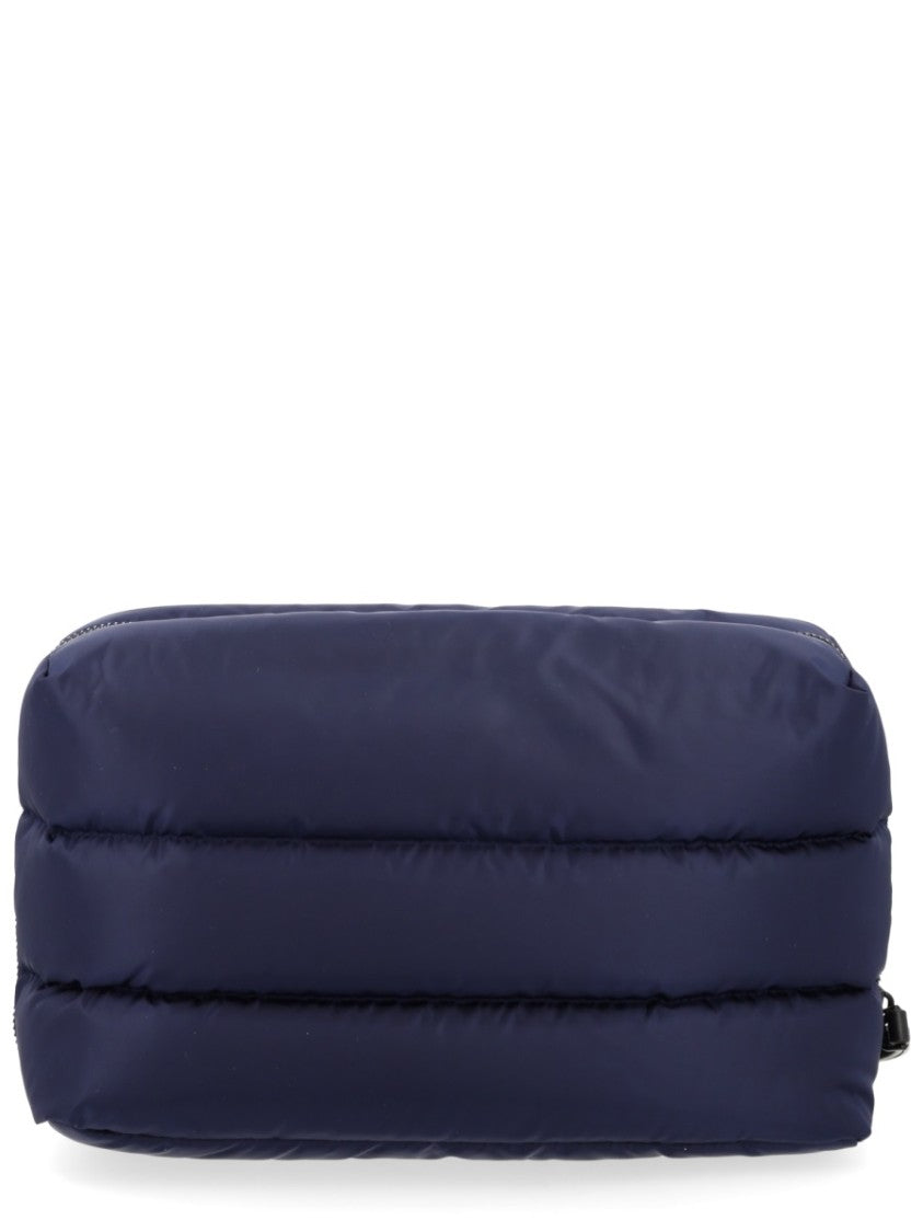 Moncler Quilted Blue Beauty Case With Padded Texture